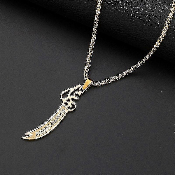 Islamsk Imam Ali Zulfiqar Sværd Hengesmykke For Shia Islamsk Smykker Menn Og Kvinner Amulet Koranen Halskjede Dzf Gull