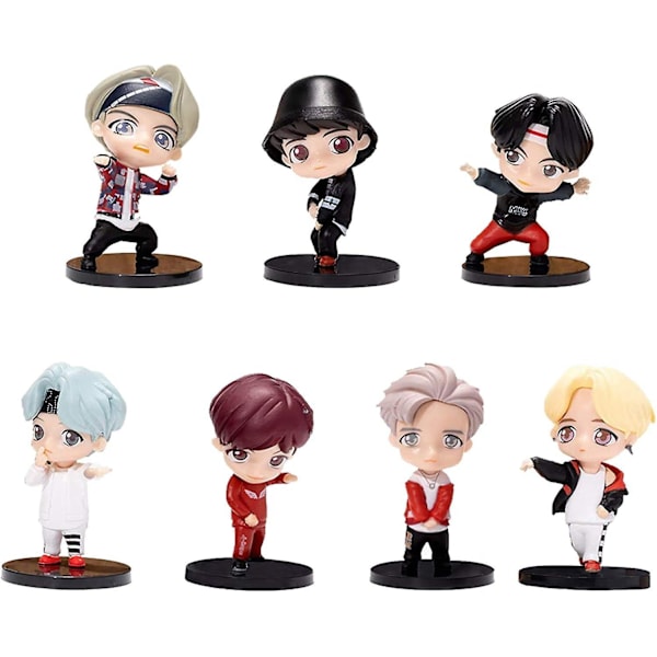 7 stk BTS Kaketopper Stående Posisjon Figurer Sett med Actionfigur Leke Kaketopper for BTS Bursdagsfest Tilbehør
