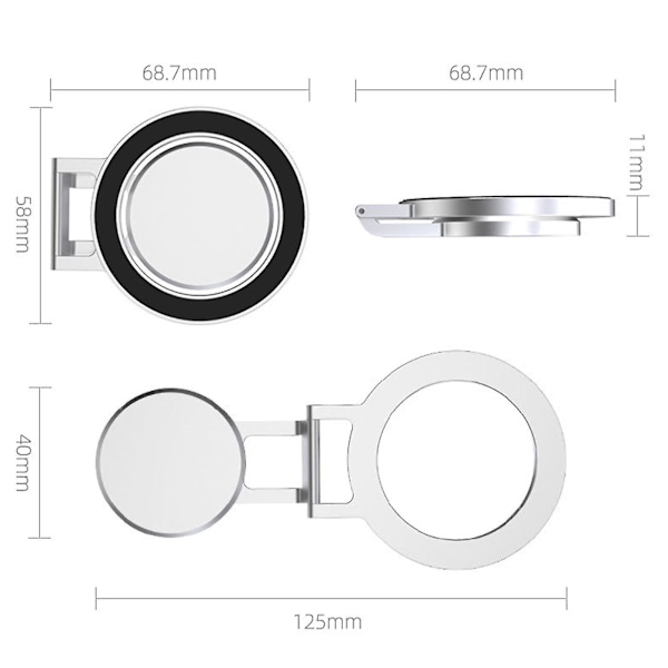 Magnetisk Dashbord Telefonholder For Bil, Helt I Metall, MagSafe Bilfeste Kompatibel Med Iphone 12/13 Serie