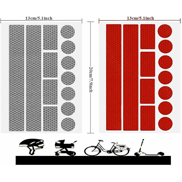 Refleksmerker for Barnevogner Lyssett Refleksmerker Refleksmerker Refleksmerker for Barnevogner, Sykler, Hjelmer Klistremerker (sølv, rød