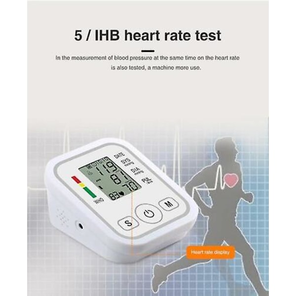 Digitalt Automatisk Blodtryksmåler Overarm Bp Maskine Hjerterytme