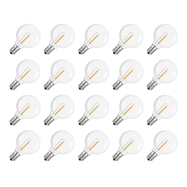 20 stk G40 LED udskiftnings pærer E12 skruesokkel splinterfri LED globe pærer til solstreng