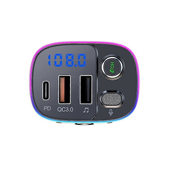 T65 Bil Bluetooth FM-sender Dobbel USB Type-C QC3.0 Lader
