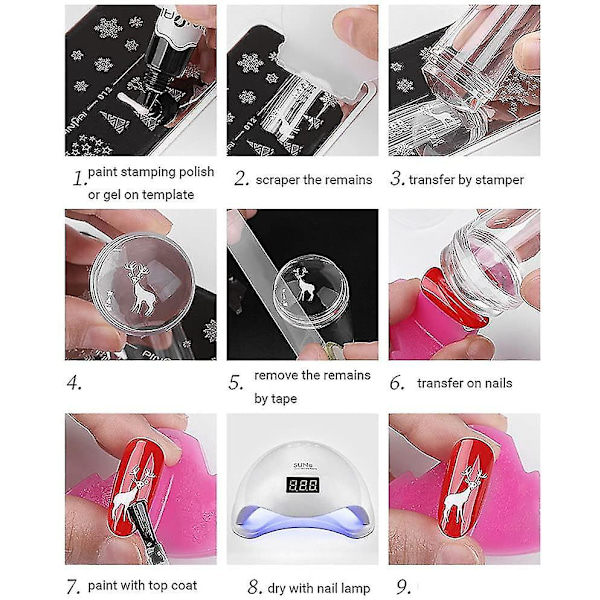 Silikone Neglekunst Stempler Værktøj Stenciler Klar Neglekunst Stempling Sæt Manicure Stempler Plade Værktøj Negle Transparent Tryk Skabeloner