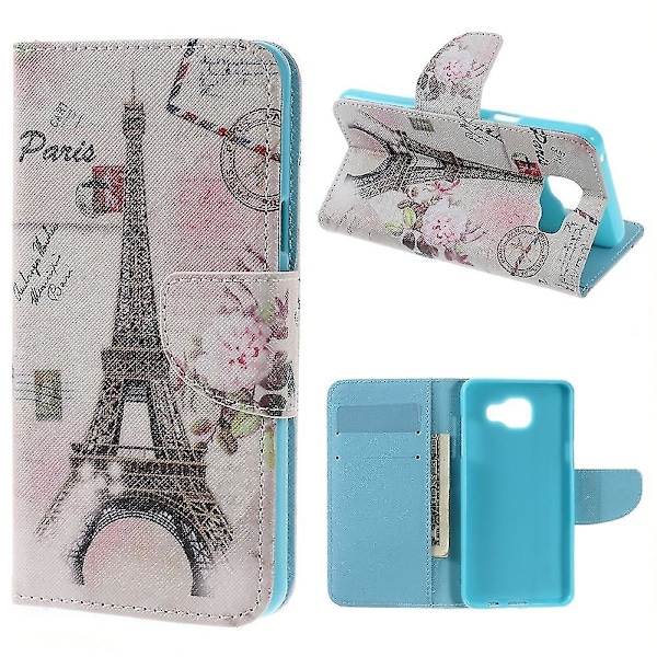Nahkainen lompakko-telinekotelo Samsung Galaxy A5 SM-A510F (2016) - Pariisin Eiffel-torni