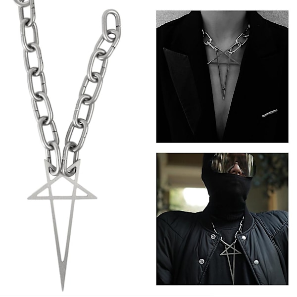 Punk Gothic Lenkekjede Goth Pentacle Halskjede For Menn Kvinner Grove Kjeder