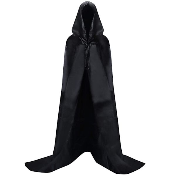 Musta Huppuun Varustettu Viitta Darth Vader Viitta Keskiaikainen Viitta Puku Takki Satiini Karnevaali Halloween Jouluasu Aikuisten (l)