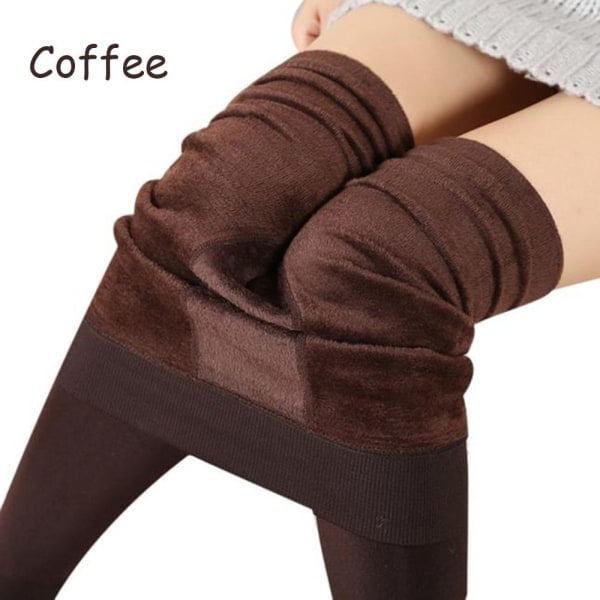 Kaffee Kaffe Dam Fleecefodrade Varma Termiska Leggings