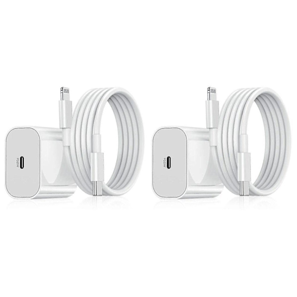 2-pack - Laddare för iPhone - Snabbladdare - Adapter + Kabel 20W Vit 2-pack iPhone