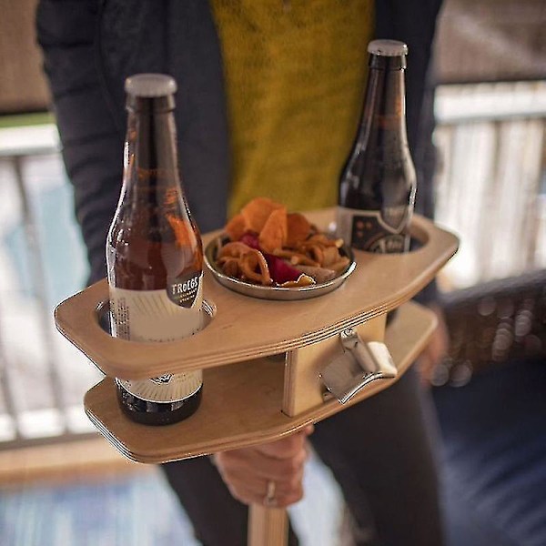Fällbart Träbord för Öl och Vin Utomhus - Bärbar Bord för Ölälskare - Present med Vikbart Bordsskiva