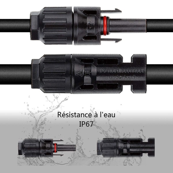 10 par Mc4 hane/hona kontakt för solpanelskabel solcellssystem, solpaneler kabeltillbehör, vattentät - svart