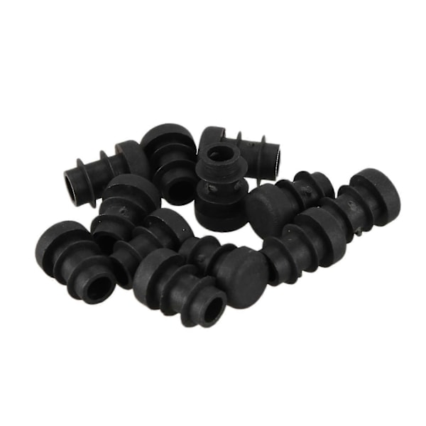 12 st Plast 12mm Rörändslukar Pluggar Insatser Runda Svarta