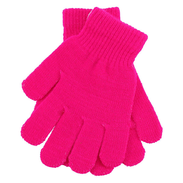 Hanske for barn, høst- og vintermodeller, strikkede ensfargede femfingerhansker, varme hansker, 4-12 år (Rosy)