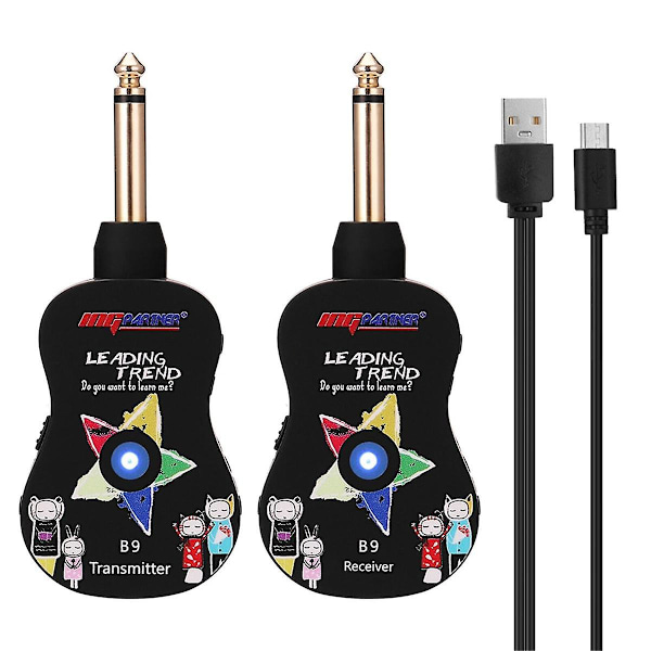 UHF B9 Bluetooth Trådløs Gitar Sender-Mottaker System Oppladbar For Elektrisk Gitar Bass