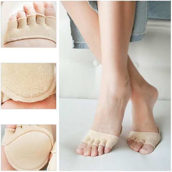 Åbne Fem-tå Sokker Forfodspuder, Kvinder Anti-slip Åndbar Svedabsorberende Gave