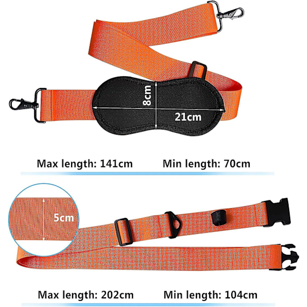 Justerbar Bærbar Bærestramme for SUP Kajakk, Surfebrett, Padlebrett, Kano, Nylon Skulderstropp, Forsterket, Orange Oppgradering