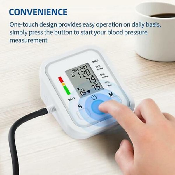 Digital automatisk blodtrycksmätare Överarm Bp Maskin hjärtfrekvens