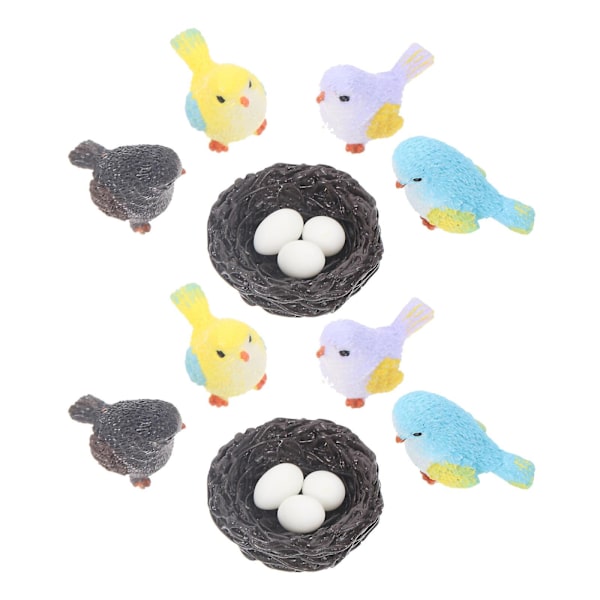 2 Set med Fågelfigurer Söta Mikrolandskapsfågelfigurer Miniatyr Fågeldekoration