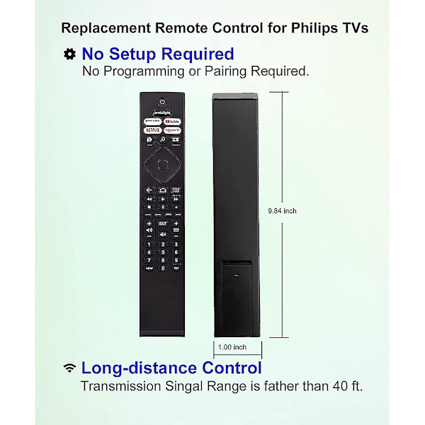 Reservefjernkontroll for Philips Ambilight 4K Ultra HDR OLED Android Smart TV 398GR10BEPHN0041BC BRC0984501/01