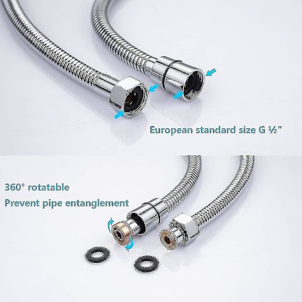Chrome Dusj- og Dusjsystemer Dusjslange Dusjslange i Rustfritt Stål 2,5 m