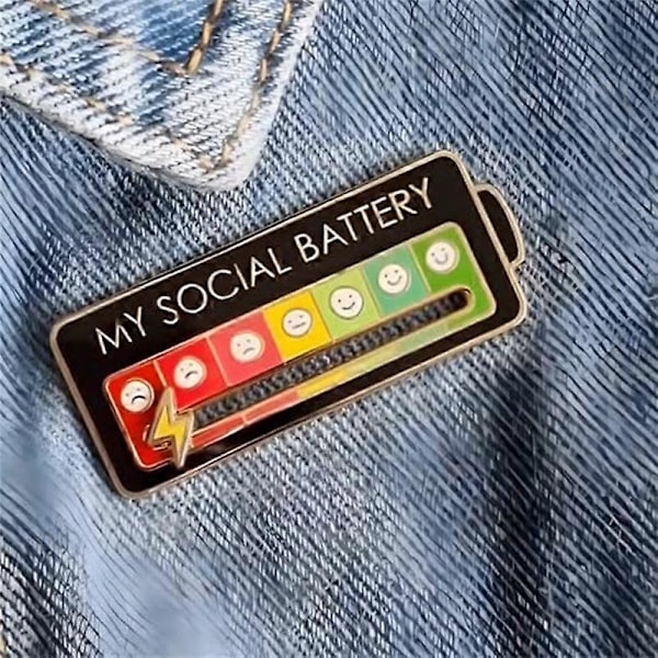 Social Battery Pin - Emalje Humør Pin Sjov Emalje Emotionel Pin 7 Dage Om Ugen Æstetisk Broche, 2 STK Firkantet (Sort, Hvid)