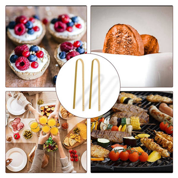 20 stk Tre Bambus Tenger Matlagingsredskaper Mini Bambus Tenger Naturlige Toast Tenger for Matlaging