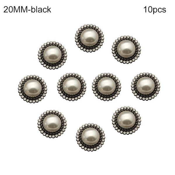 10 stk Perle Klærknapper Skjorteknapper SVART 20MM 10 STK 10 STK svart