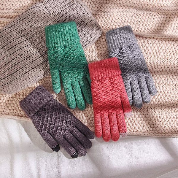 Unisex Vintervarme Hansker Tykke Vintervarme Dame Strikkhansker Full Finger Touchscreen Studentvotter