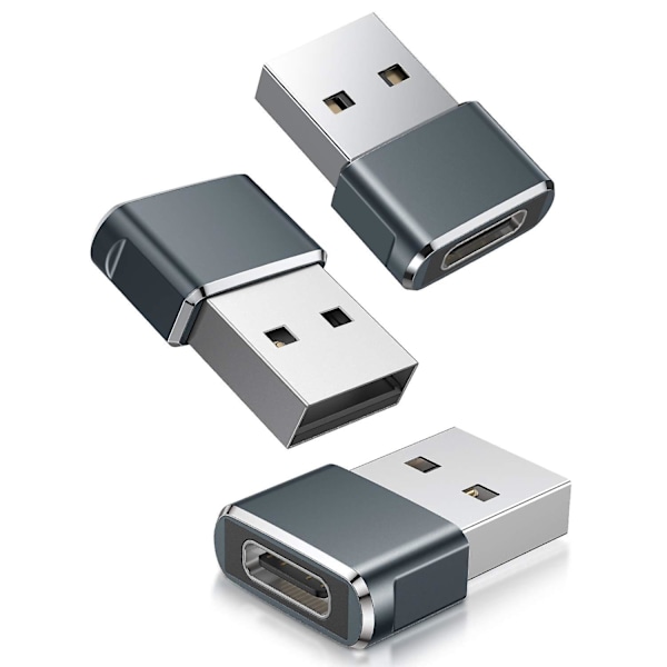 USB till USB-C-adapter, 3-pack, typ C hona USB A hane konverterare laddare