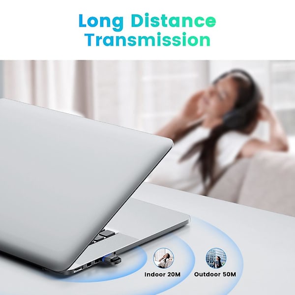 USB Bluetooth 5.0 Adapter Modtager 5.0 Bluetooth Dongle Adapter til PC Laptop BT Sender