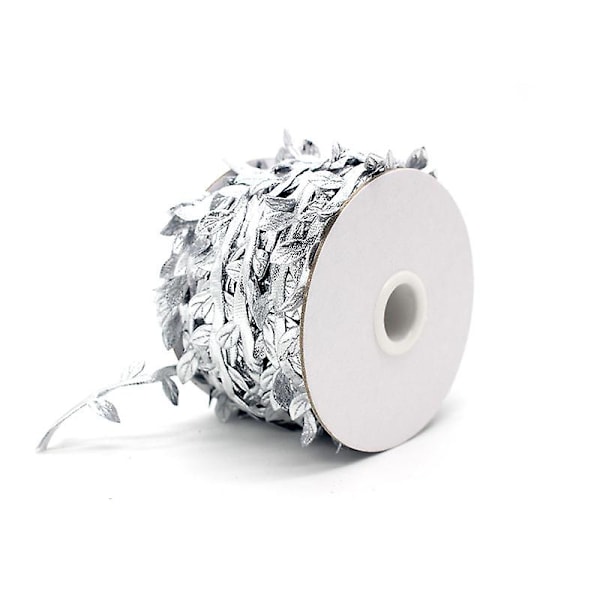 Silver Leaf Foil Ribbon Trim Cord - 98 Feet - för DIY Garland Crafts och festliga bröllopsdekorationer