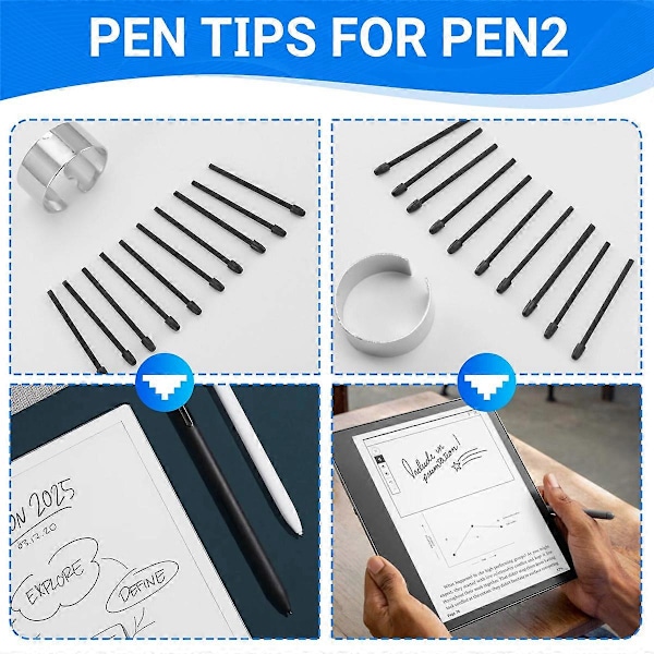 10 stk. Markørpenn-tupper for Remarkable 1/2 Stylus for Pen2/Pen Plus