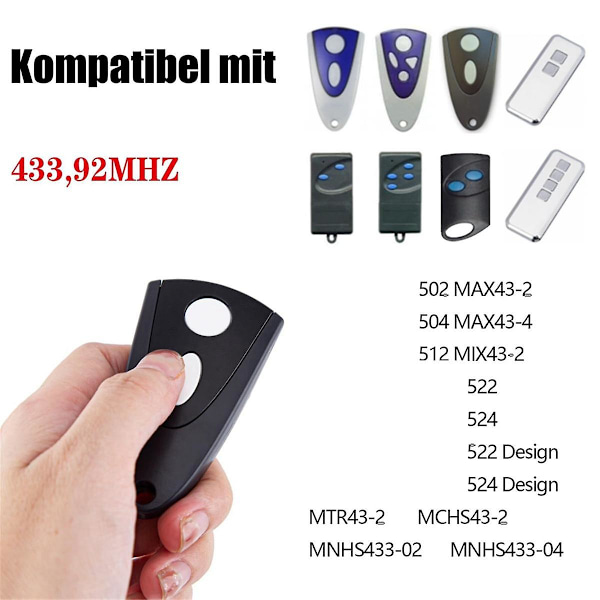433mhz Garageavun Avaaja Tormatic Novotron 502 Max43-2 / 512 Mix43-2 Kaukosäädin Pakkaus 2 (Valkoinen Avain)