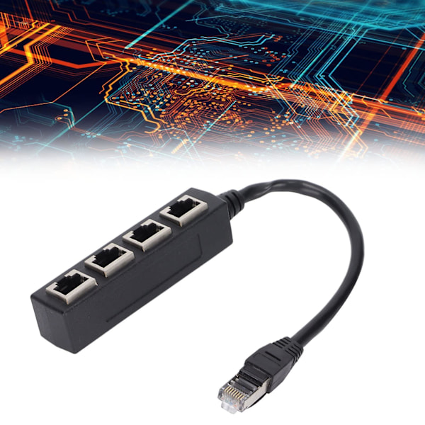 RJ45 Splitter Adapter, Ethernetkabel RJ45 Adapter 1 Han till 4 Hon, Cat7 Nätverkskabel Splitter Adapter