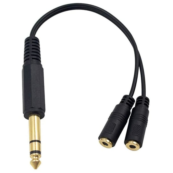 6,35 mm Y Audio Jack-splitter Forlængerkabel 6,35 mm Han til 2 Port 3,5 mm Hun