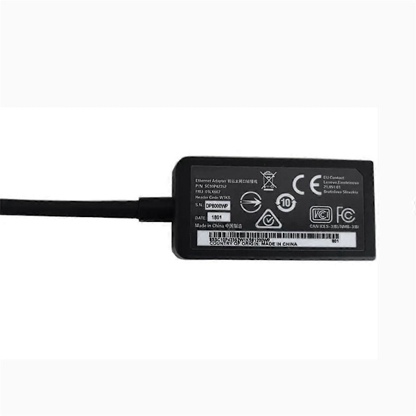 Korvaava kaapeli Dongle RJ45 Ethernet -sovitin Lenovo Thinkpad X280, X390, X390 Yoga, X395, X1 Yoga -malleille