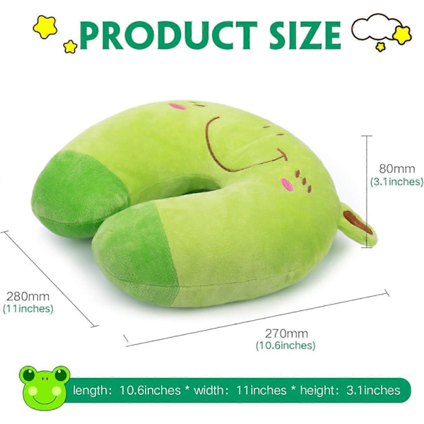 Resekudde i Memory Foam, Ergonomiskt Nackstöd, Söt Djurdesign, Svettresistent Tyg, Portabel för Barns Äventyr på Flygplan, i Bilar och