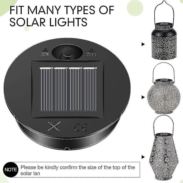 6 st Solcellslampor Ersättnings Topp 7 Solcellslyktor Delar Led Solpanel Lykta Lock Ljus Kompatibla Utomhus