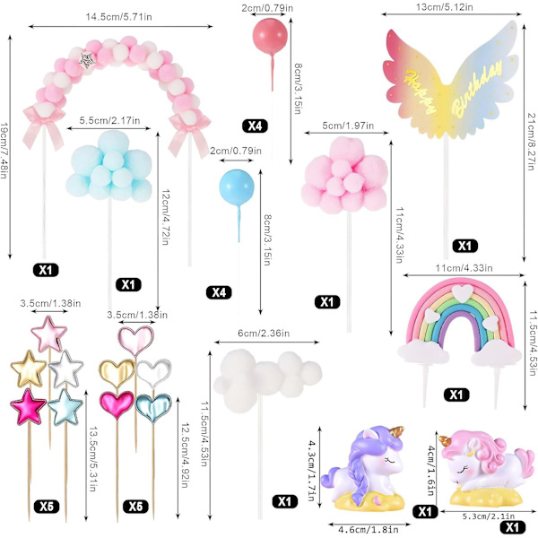 26 Yksisarviskakun Koristetta Rainbow Kakun Koristetta Hyvää Syntymäpäivää Kakun Koristetta Tytöille Widgets