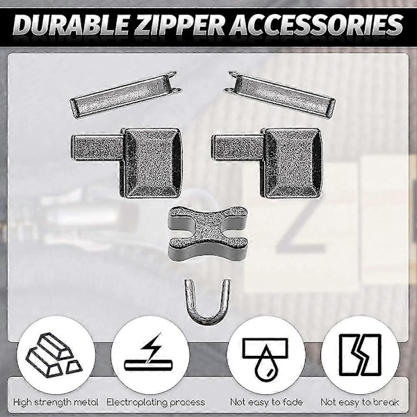 120 Delar Metall Dragkedjehuvud Slider, 4 Storlekar Dragkedja Botten Sliders Fäste Stift, Dragkedja Stopp