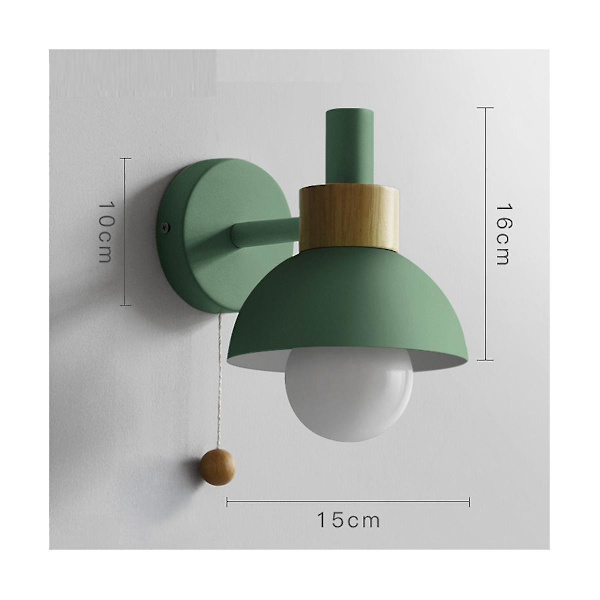 LED Vegglampe med Bryter Trevegglampe Innendørs Belysning Hjemmedekor Sengelampe Soverom Stue