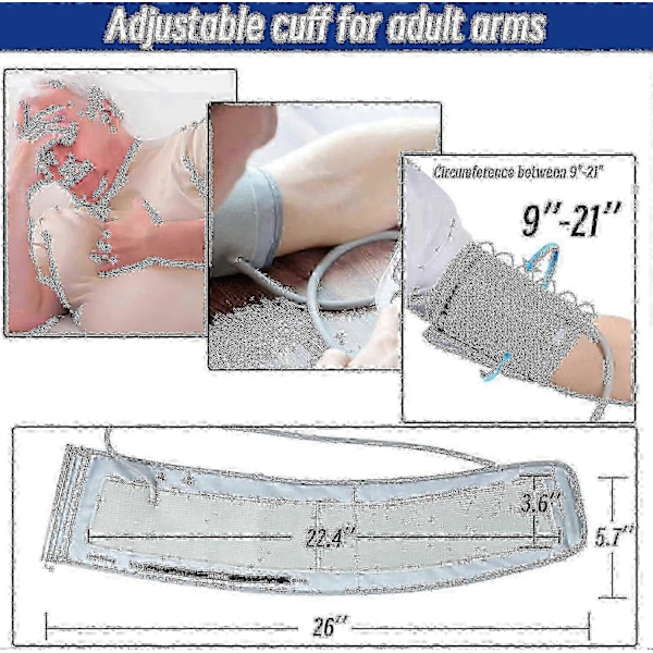 Til Omron 9\"-21\" Manchet Udskiftning - XL Blodtryksarmmanchet til Voksne (22-53cm) - Justerbar Grå Manchet til Store Arme hwy