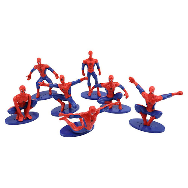 7-pack Spider-Man Superhjältefigurer Leksak Partybord Dekoration Födelsedagstårta Toppar