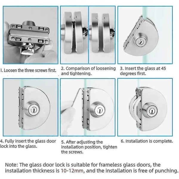 10~12mm dörrlås i rostfritt stål Stöldskyddssäkerhetslås Ramlöst tryckskjutdörrlås med nyckel