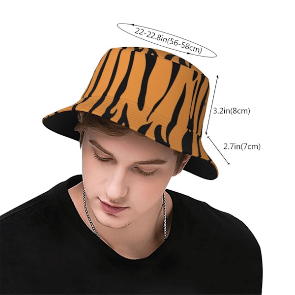 Motehatt med tigerdyreprint for kvinner og menn - Solhatt, strandhatt, fiskehatt, unisex, reise, utendørs