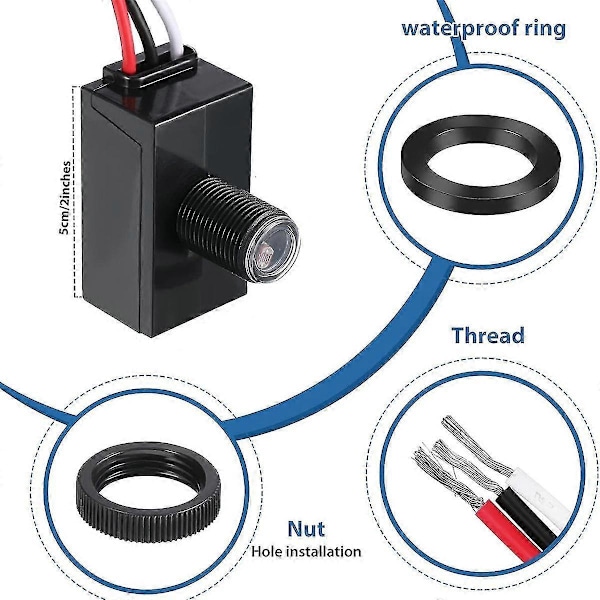 Skumring til daggry fotocellesensor 120-277V Auto-On/Off udendørs lyskontakt (2-pak)
