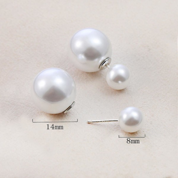 Eleganta dubbelsidiga pärlörhängen med pärlorhängen fram och bak - 925 Sterling Silversmycken