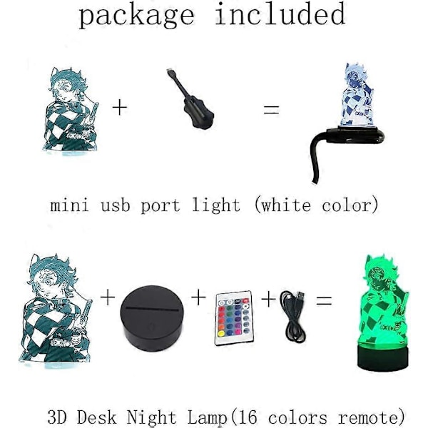 Kamado Tanjirou 3D Illusion Demon Slayer LED Anime Lampe Bordlampe