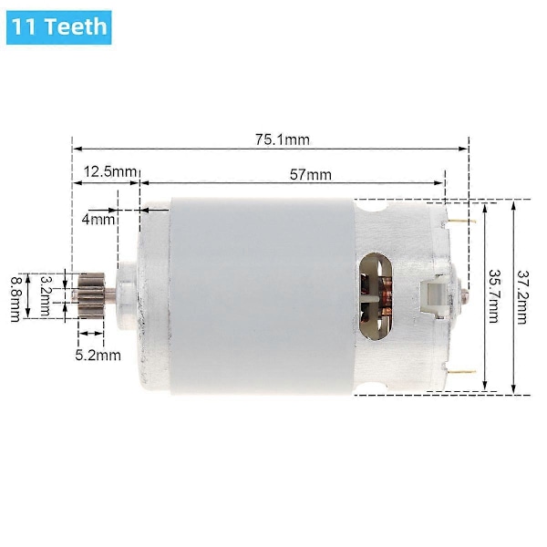 RS550 DC-motorer 10,8V/12V/14,4V/16,8V/18V/21V/25V Borrmotor med 9/11/12/13/14 Tänder Högvridmoment Växellåda för Elektrisk Borr