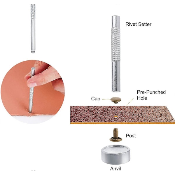Läder Nitar 240 Set 2 Storlekar Dubbel Nitar Rörformiga Metall Dubbar-ZCY
